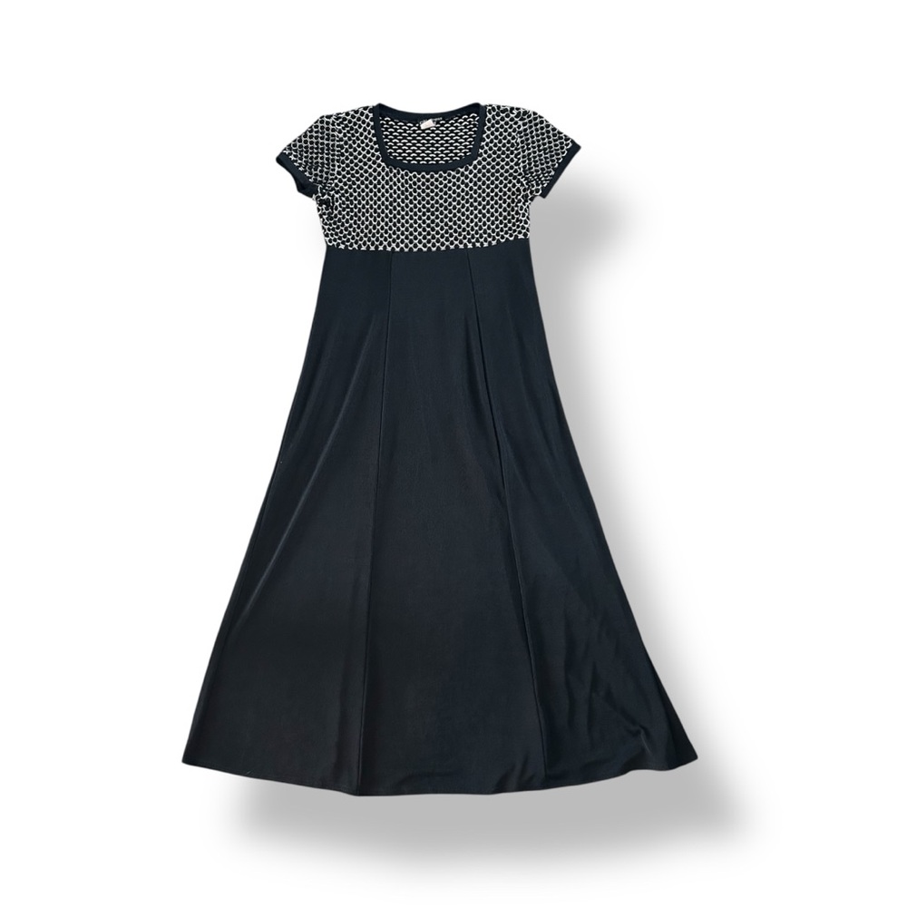 [Citi Dress] Short Sleeve Black and White Maxi Dress